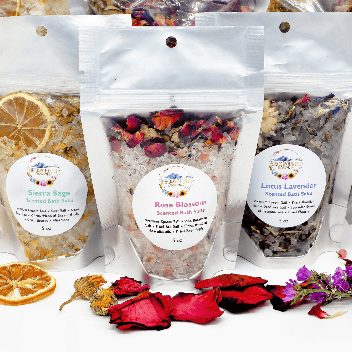Bath Salts with Dried Flowers Choice of Scent