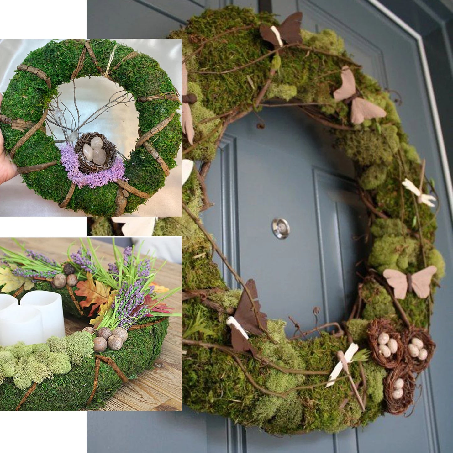 Wreaths, 14" Green Natural Preserved Moss Wreath- Pack of 2