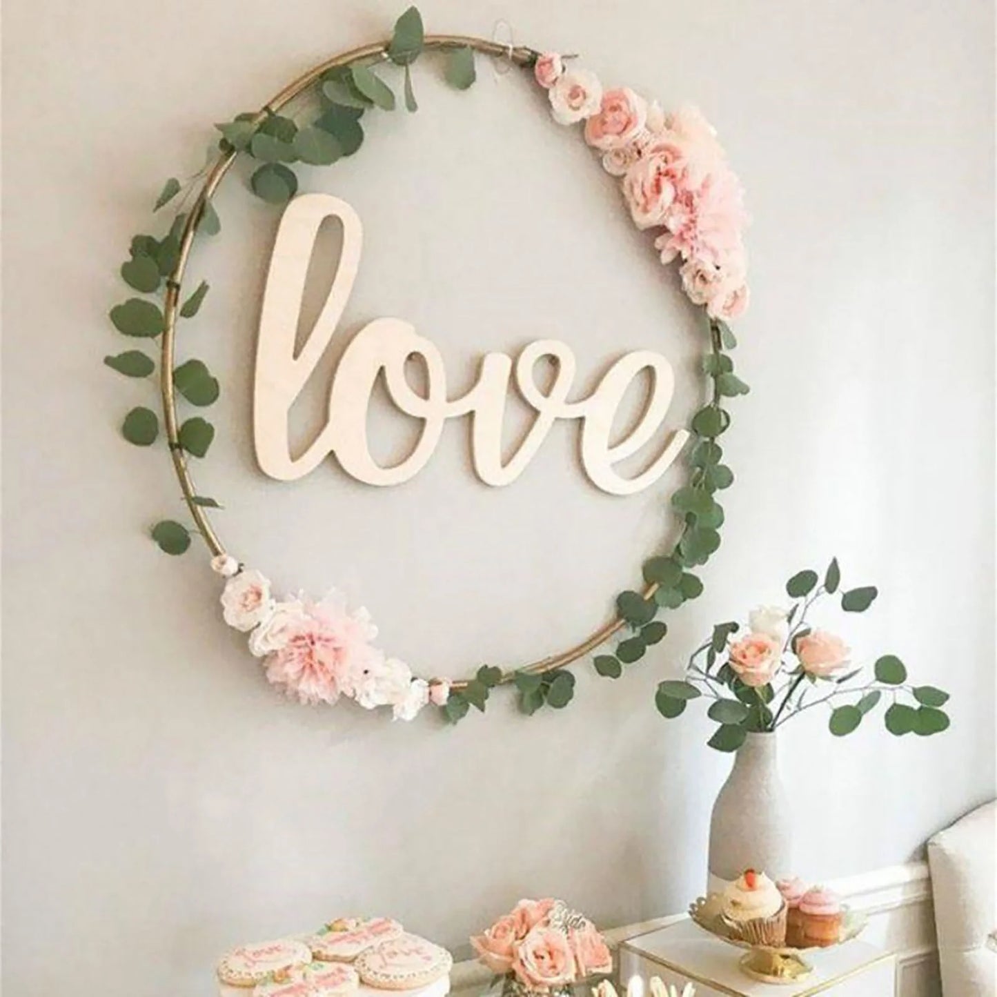 Heavy Duty Metal Hoop Wreath in Gold or Rose Gold varying sizes
