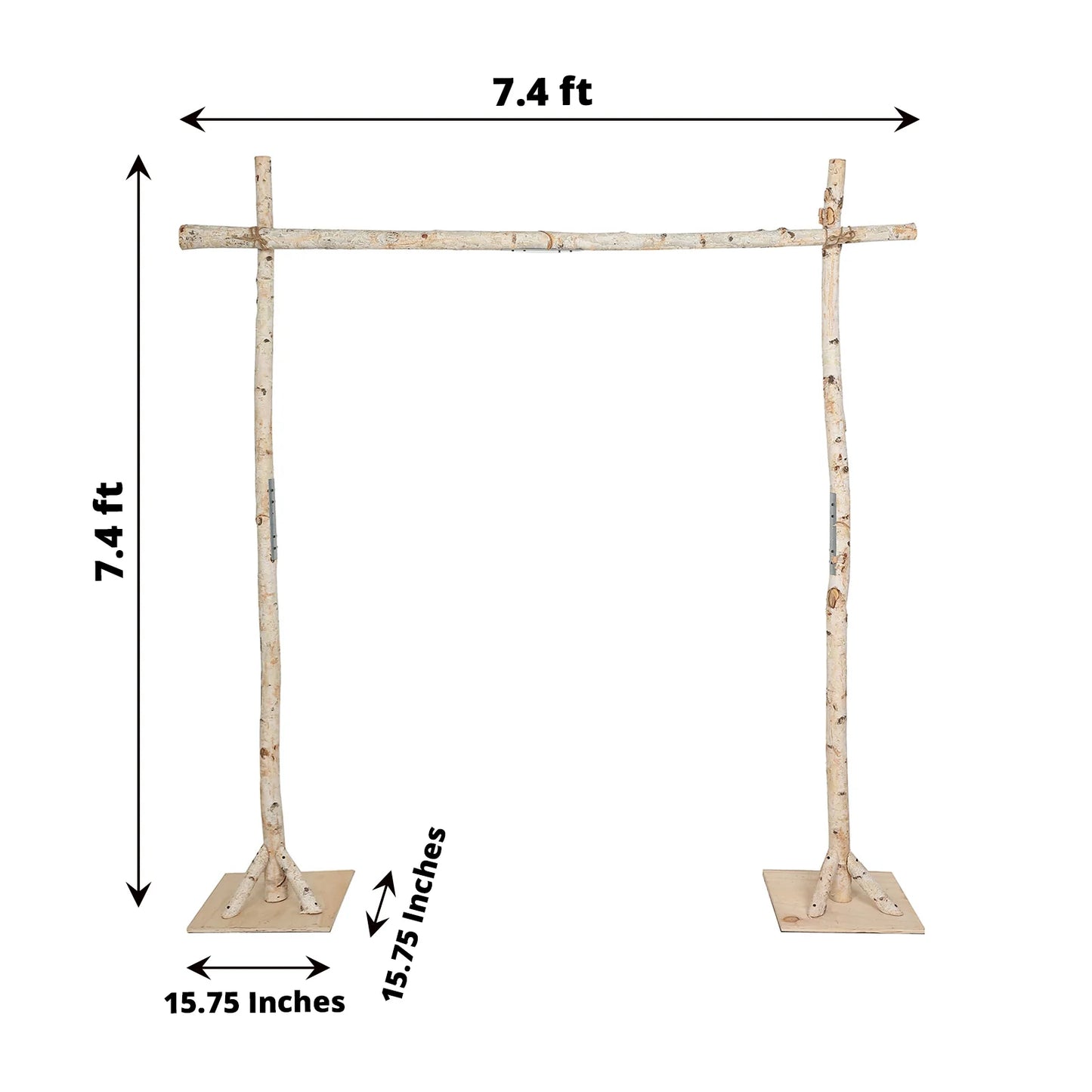 7.5ft Natural Birch Wood Square Wedding Arch