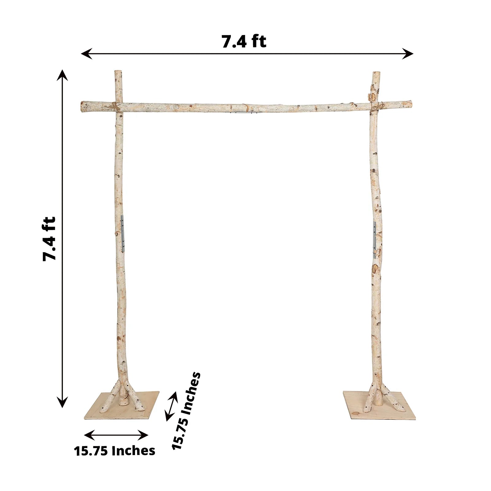 7.5ft Natural Birch Wood Square Wedding Arch