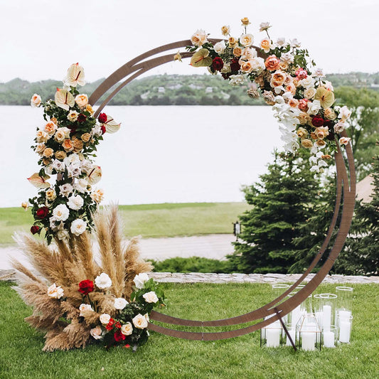 8ft Circular Wooden Wedding Arch Backdrop